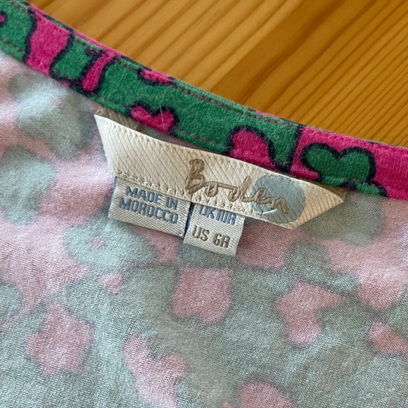 Boden Sleeveless‎ Empire Waist Maxi Dress Pink Green Floral Mod Print US 6R - Picture 8 of 13